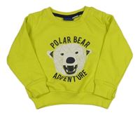 Žlutozelená mikina s ledním medvědem Lupilu