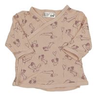 Světlerůžové žebrované zavinovací triko s jezevčíky Ergee