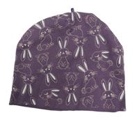Fialová bavlněná čepice s králíčky