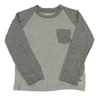 Šedo-žebrované triko s kapsičkou Osh Kosh