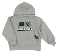 Šedá mikina s potiskem a kapucí - Minecraft