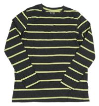 Tmavošedo-limetkové pruhované triko Y.F.K.