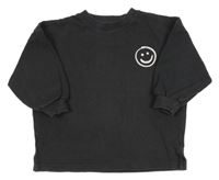 Tmavošedá oversize mikina se smajlíkem Next