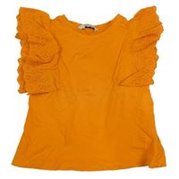 Oranžové tričko s madeirovými volánky Lc waikiki