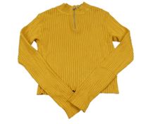 Hořčicový žebrovaný crop svetr se zipem H&M