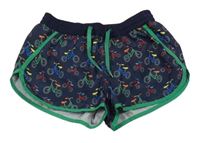 Tmavomodré šusťákové kraťasy s koly 