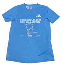 Světlemodré sportovní tričko s nápisem Adidas