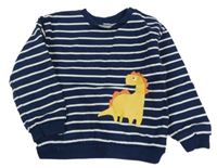 Tmavomodro-bílá pruhovaná mikina s dinem 