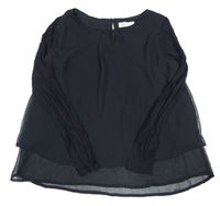 Černá šifonová halenka s bavlněnými rukávy H&M