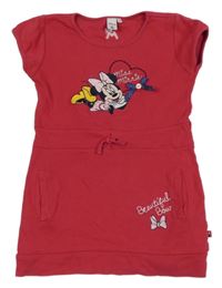 Malinové bavlněné šaty s Minnie Disney