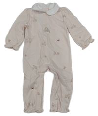 Světlerůžový puntíkatý overal se zajíčky a límečkem The Little White Company