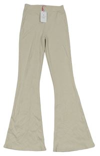 Béžové žebrované flare kalhoty Matalan