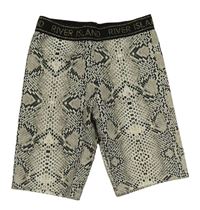Šedo-bílé vzorované elastické kraťasy s logy zn. River Island 