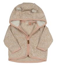 Světlerůžová melírovaná pletená propínací mikina s kapucí zn. H&M