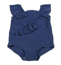 Modré žebrované jednodílné plavky H&M