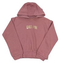Růžová crop mikina s nápisem a kapucí zn. Primark