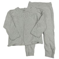2set - Šedý svetr s dirkovaným vzorem + kalhoty Matalan