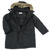Černá šusťáková zimní bunda s kapucí H&M