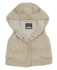 Smetanová chlupatá podšitá vesta s kapucí Primark