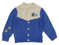 Modro-béžová propínací baseballová mikina s Mickeym Disney 