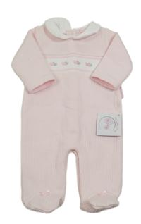 Nové - Světlerůžový žebrovaný teplákový overal se srdíčky My Little Chick
