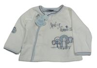 Nové - Bílo-modrá sametová propínací mikina s medvídkem Rock a Bye Baby