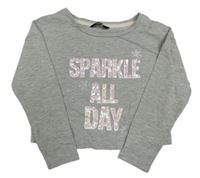 Šedé melírované crop triko s nápisem a flitry George 