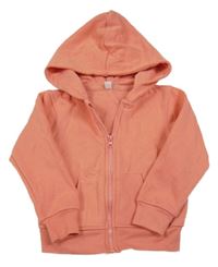 Broskvová propínací mikina s kapucí 