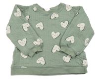Khaki prošívaná mikina se srdíčky H&M