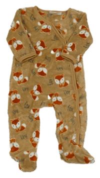 Béžový chlupatý overal s liškami Ergee