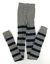Šedé punčochové legíny s pruhy
