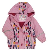 Světlerůžová nepromokavá jarní bunda s laky a kapucí Lupilu