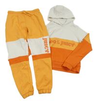 2set - Oranžovo-světleornžovo-bílá mikina s kapucí + tepláky Juicy
