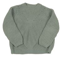 Modrošedý žinylkový ažurový svetr F&F