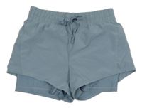 Světlemodré šusťákové dvojité sportovní kraťasy H&M