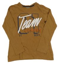 Béžové triko s nápisem 