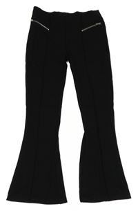 Černé flare legíny se zipy Dunnes