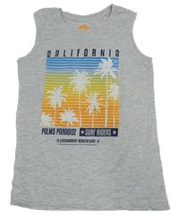 Šedé melírované tílko s palmami Pocopiano