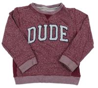 Tmavorůžová melírovaná mikina s nápisem Mothercare