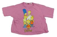 Růžové oversize crop tričko The Simpsons