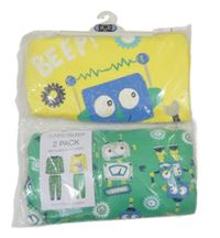 Nové - 2x - zelené + žluté pyžamo s roboty Dunnes