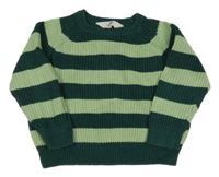 Tmavozeleno-zelený pruhovaný oversize svetr H&M