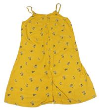 Okrové propínací letní šaty s kytičkami Candy Couture