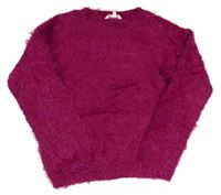 Višňový chlupatý svetr miss e-vie