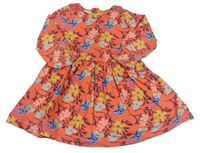 Korálové šaty s kytičkami a motýlky John Lewis