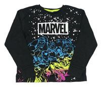 Černošedé pyžamové triko s Avengers a logem a skvrnkami MARVEL