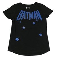 Černé melírované tričko se třpytivými hvězdičkami a nápisem - Batman 