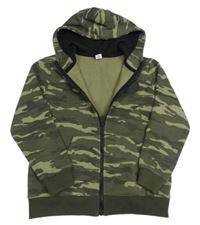 Khaki army propínací mikina s nášivkou a kapucí dopodopo