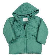 Zelená prošívaná šusťáková zimní bunda s kapucí PRIMARK