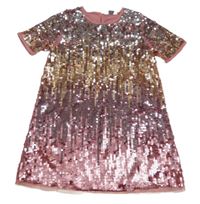 Starorůžovo-stříbrné flitrové šaty PRIMARK